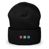Embroidered Polysexual Beanie: Pride Flag Horizontal Square Design