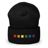 Embroidered Pride Beanie: Pride Flag Horizontal Square Design