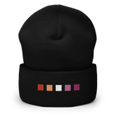 Embroidered Lesbian Beanie: Pride Flag Horizontal Square Design