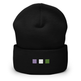 Embroidered Genderqueer Beanie: Pride Flag Horizontal Square Design