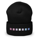 Embroidered Bigender Beanie: Pride Flag Horizontal Square Design