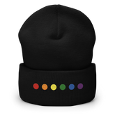 Embroidered Pride Beanie: Pride Flag Horizontal Circle Design