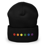 Embroidered Pride Beanie: Pride Flag Horizontal Circle Design