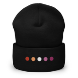 Embroidered Lesbian Beanie: Pride Flag Horizontal Circle Design