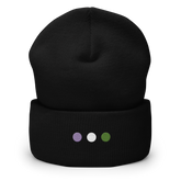 Embroidered Genderqueer Beanie: Pride Flag Horizontal Circle Design