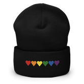 Embroidered Pride Beanie: Pride Flag Horizontal Heart Design