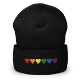 Embroidered Pride Beanie: Pride Flag Horizontal Heart Design