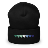 Embroidered Gay Pride Beanie: Pride Flag Horizontal Heart Design