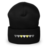 Embroidered Demigender Beanie: Pride Flag Horizontal Heart Design