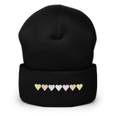Embroidered Pangender Beanie: Pride Flag Horizontal Heart Design