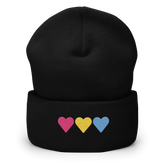 Embroidered Pansexual Beanie: Pride Flag Horizontal Heart Design