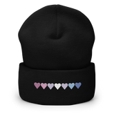 Embroidered Bigender Beanie: Pride Flag Horizontal Heart Design