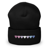 Embroidered Bigender Beanie: Pride Flag Horizontal Heart Design