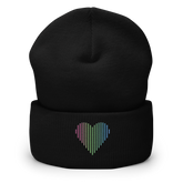Polysexual Heart Lines Beanie: Embroidered Pride Gradient Hat