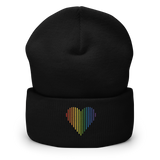 Pride Heart Lines Beanie: Embroidered Pride Gradient Hat