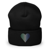 Gay Pride Heart Lines Beanie: Embroidered Pride Gradient Hat