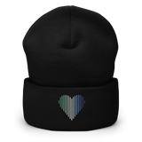 Gay Pride Heart Lines Beanie: Embroidered Pride Gradient Hat