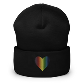 Gilbert Baker Pride Heart Lines Beanie: Embroidered Pride Gradient Hat