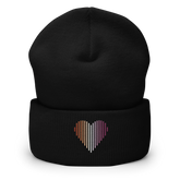 Lesbian Heart Lines Beanie: Embroidered Pride Gradient Hat