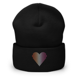 Lesbian Heart Lines Beanie: Embroidered Pride Gradient Hat