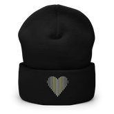 Demigender Heart Lines Beanie: Embroidered Pride Gradient Hat