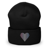 Bigender Heart Lines Beanie: Embroidered Pride Gradient Hat