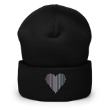 Bigender Heart Lines Beanie: Embroidered Pride Gradient Hat