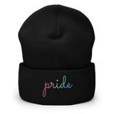 Polysexual Pride Beanie: Cursive 'Pride' in Gradient Colors