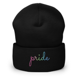 Polysexual Pride Beanie: Cursive 'Pride' in Gradient Colors