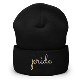 Pangender Pride Beanie: Cursive 'Pride' in Gradient Colors