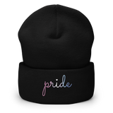 Bigender Pride Beanie: Cursive 'Pride' in Gradient Colors