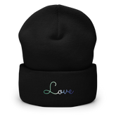 Gay Pride Love Script Beanie: Ellegantly Embroidered Pride Hat