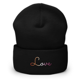 Lesbian Love Script Beanie: Ellegantly Embroidered Pride Hat