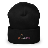 Lesbian Love Script Beanie: Ellegantly Embroidered Pride Hat
