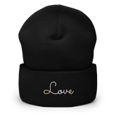 Pangender Love Script Beanie: Ellegantly Embroidered Pride Hat