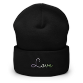 Genderqueer Love Script Beanie: Ellegantly Embroidered Pride Hat