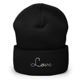 Genderqueer Love Script Beanie: Ellegantly Embroidered Pride Hat