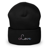 Bigender Love Script Beanie: Ellegantly Embroidered Pride Hat