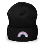Embroidered Bigender Rainbow Beanie: Pride Flag LGBTQ+ Design