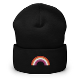 Embroidered Lesbian Rainbow Beanie: Pride Flag LGBTQ+ Design