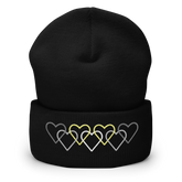 Demigender Pride Beanie: Interlaced Heart Outlines Embroidered Hat