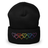 Gilbert Baker Pride Beanie: Interlaced Heart Outlines Embroidered Hat