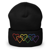 Pride Beanie: Interlaced Heart Outlines Embroidered Hat