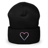 Bigender Heart Beanie: Embroidered Pride Hat