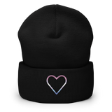 Bigender Heart Beanie: Embroidered Pride Hat
