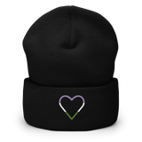 Genderqueer Heart Beanie: Embroidered Pride Hat