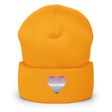 Bigender Flag Embroidered Heart Beanie: Celebratory LGBTQ+ Pride Design