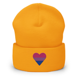 Bisexual Flag Embroidered Heart Beanie: Celebratory LGBTQ+ Pride Design