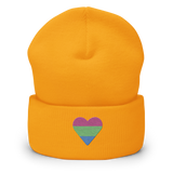 Polysexual Flag Embroidered Heart Beanie: Celebratory LGBTQ+ Pride Design