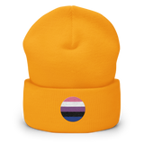 Genderfluid Flag Embroidered Circle Beanie: Celebratory LGBTQ+ Pride Design